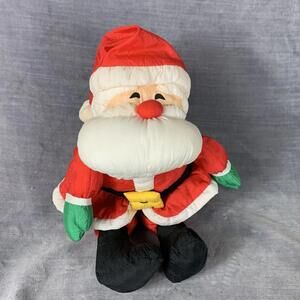 Vintage Santa Claus Nylon Plush Christmas 90s Hallmark Stuffed Parachute Toy